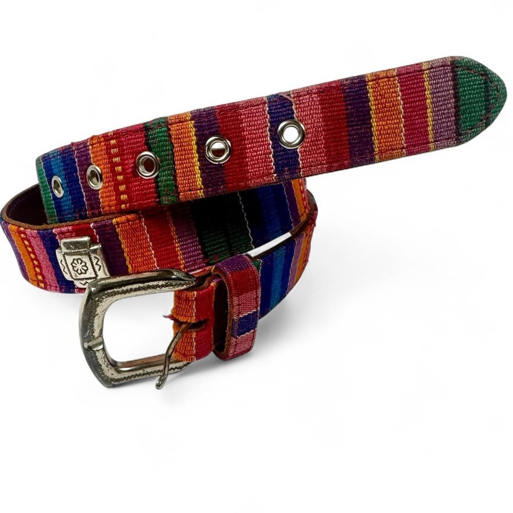 Fossil Striped Woven Belt in Red, Blue, Green, Purple, Orange